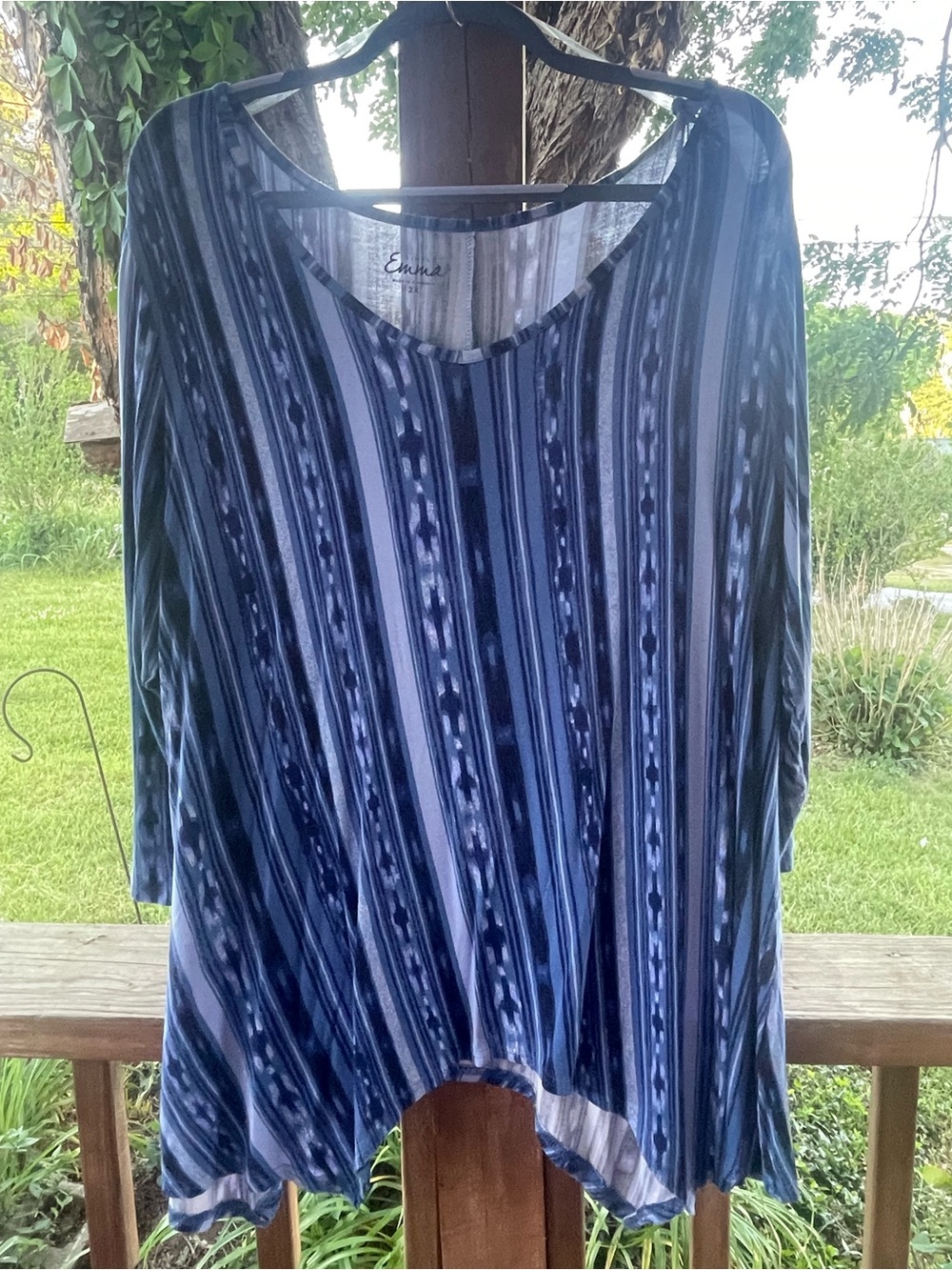 Simply Emma Blue Striped V-Neck Long Sleeve Top